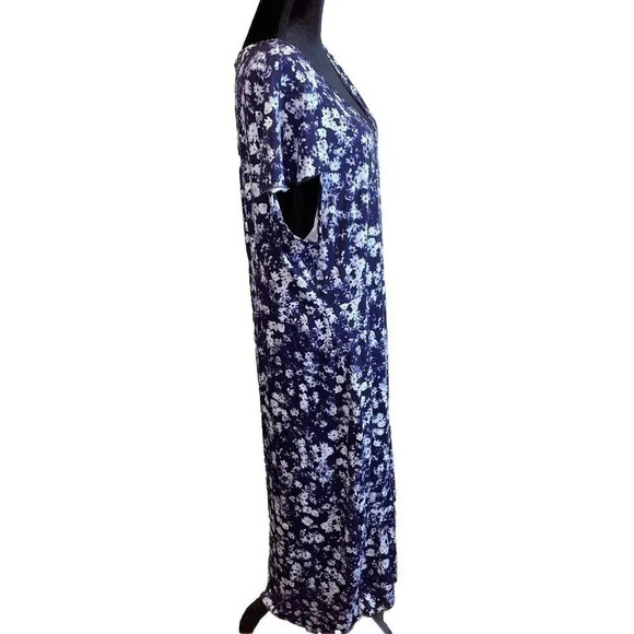 Juicy Couture  Size XXL Dress Blue White Floral Hi Low Maxi Flutter Sleeve NEW - Picture 4 of 10